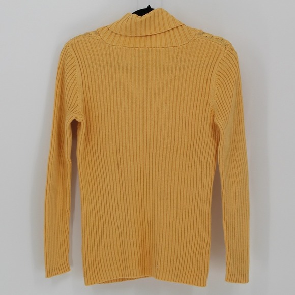 Studio Works $48 Small Golden Yellow Cable Knit Shawl‎ Collar Pullover Sweater - Picture 6 of 12